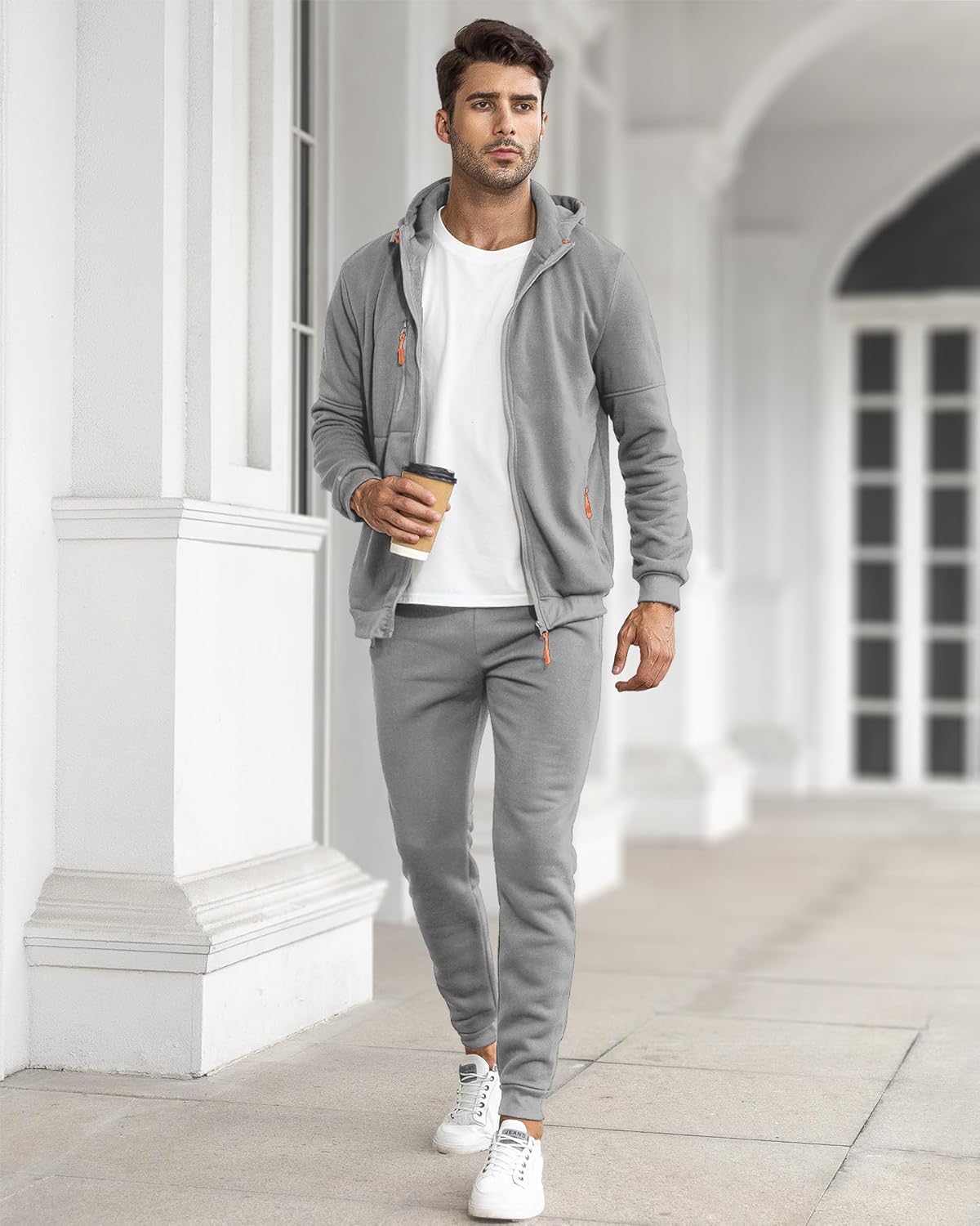 Men&#39;s Slim-Fit Tracksuit Set With Pullover And Pants