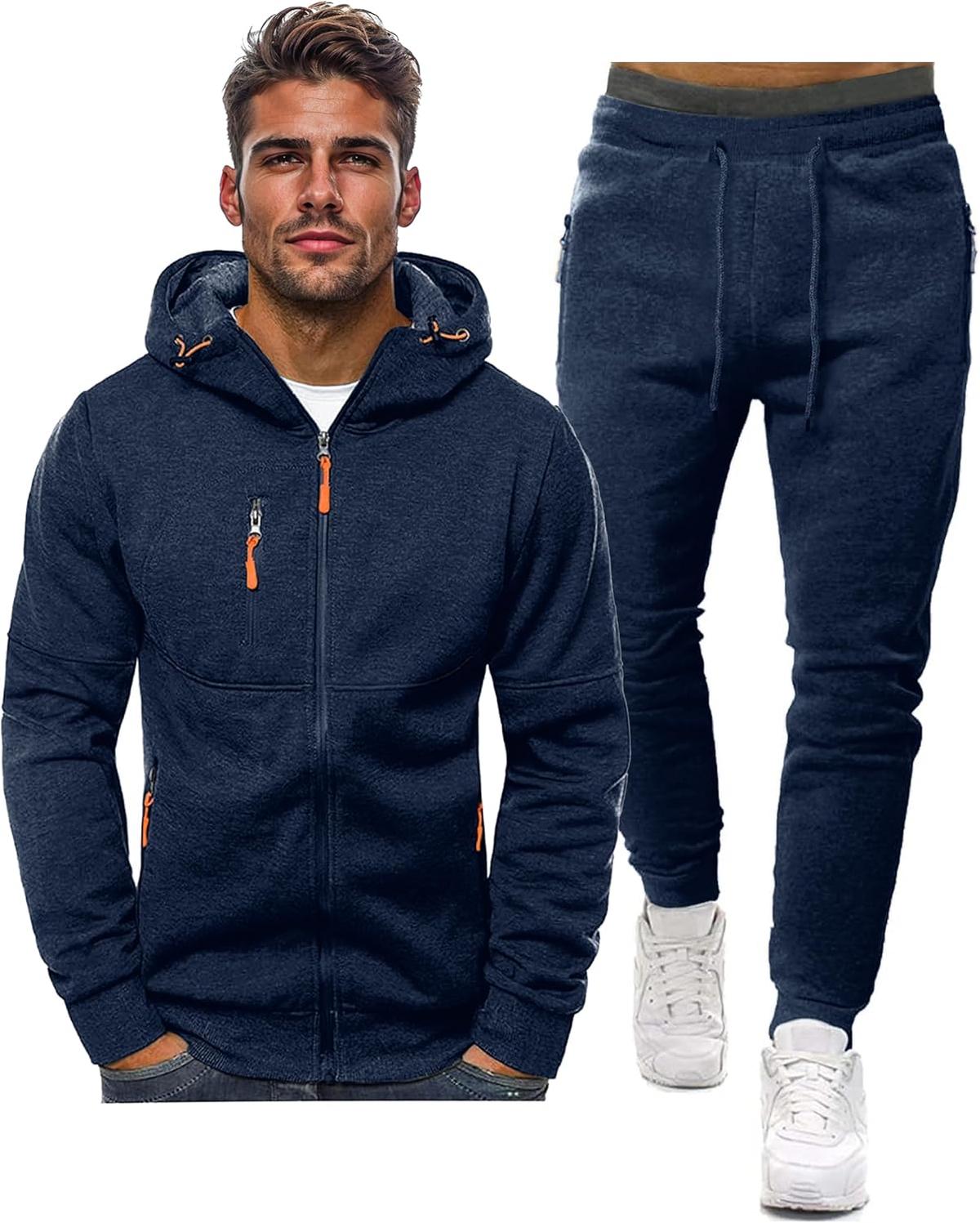 Men&#39;s Slim-Fit Tracksuit Set With Pullover And Pants