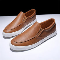 Men&#39;s Slip-On PU Leather Sneakers with Non-Slip Sole