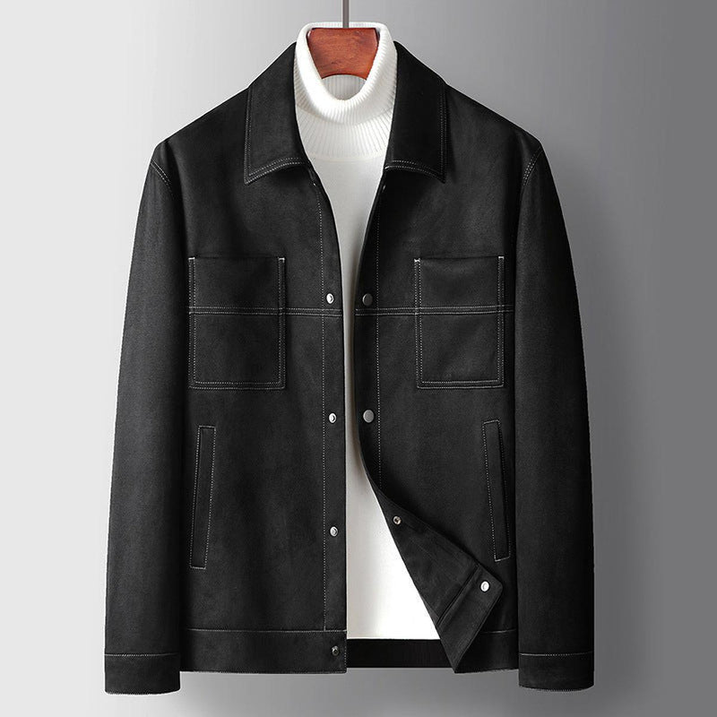 Men&#39;s Snap Button Lapel Jacket