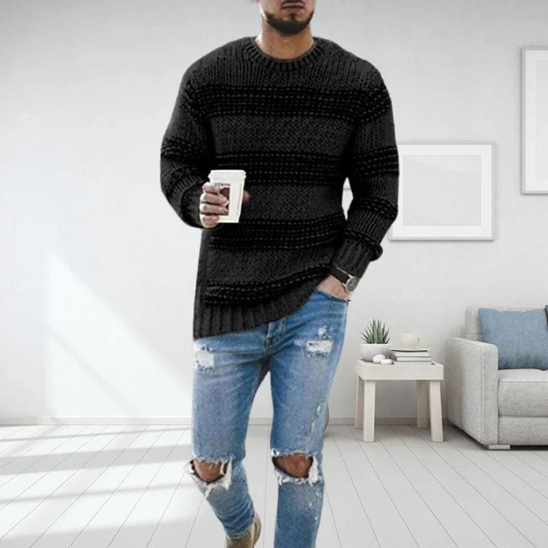Men&#39;s Soft Knit Striped Sweater For Everyday Wear