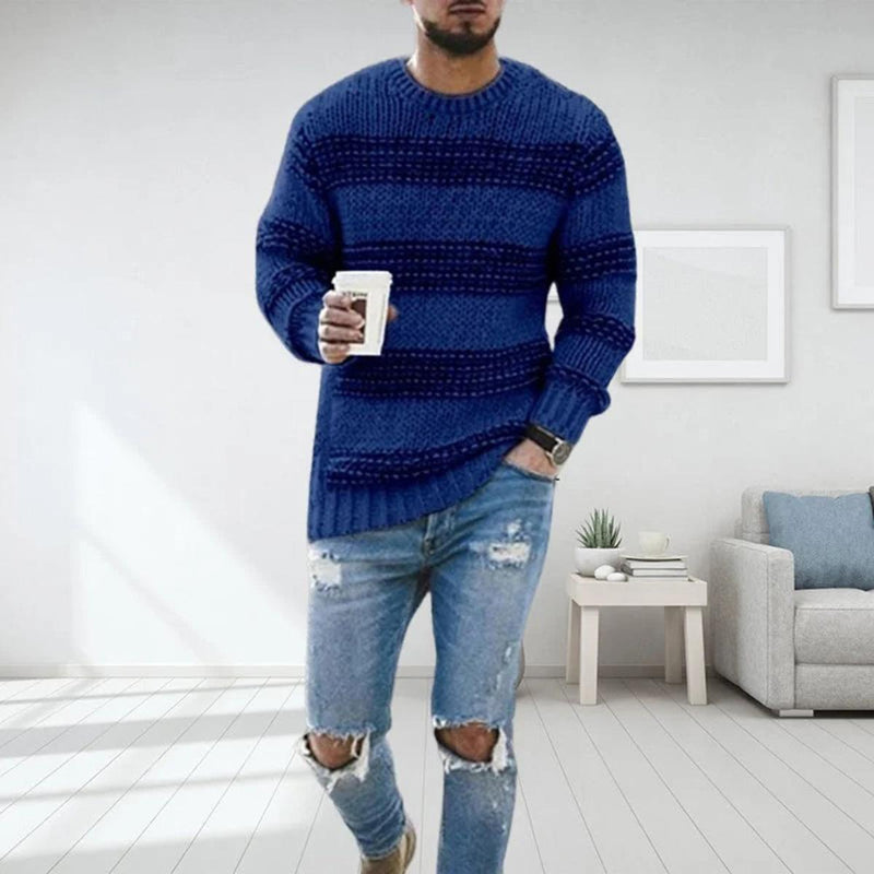 Men&#39;s Soft Knit Striped Sweater For Everyday Wear