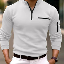 Men&#39;s Spring Zip-Up Sweater With Chest Pocket
