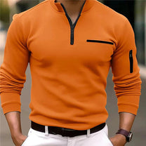 Men&#39;s Spring Zip-Up Sweater With Chest Pocket