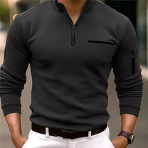 Men&#39;s Spring Zip-Up Sweater With Chest Pocket