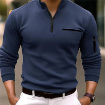 Men&#39;s Spring Zip-Up Sweater With Chest Pocket