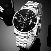 Men&#39;s Stainless Steel Quartz Watch With Calendar And Scratch-Resistant Glass