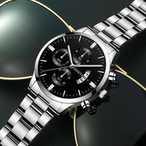 Men&#39;s Stainless Steel Quartz Watch With Calendar And Scratch-Resistant Glass