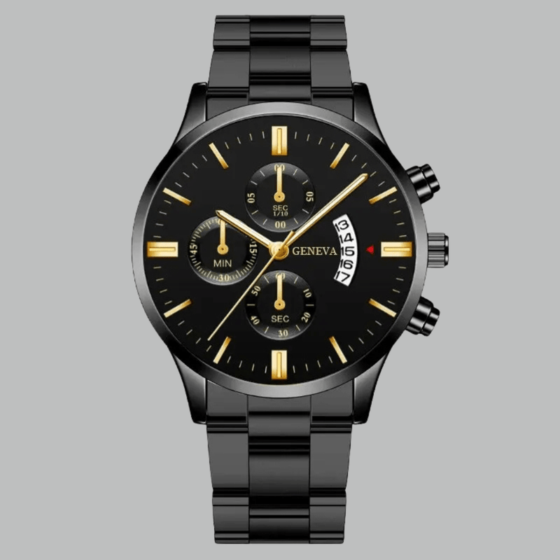 Men&#39;s Stainless Steel Quartz Watch With Calendar And Scratch-Resistant Glass