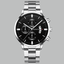 Men&#39;s Stainless Steel Quartz Watch With Calendar And Scratch-Resistant Glass