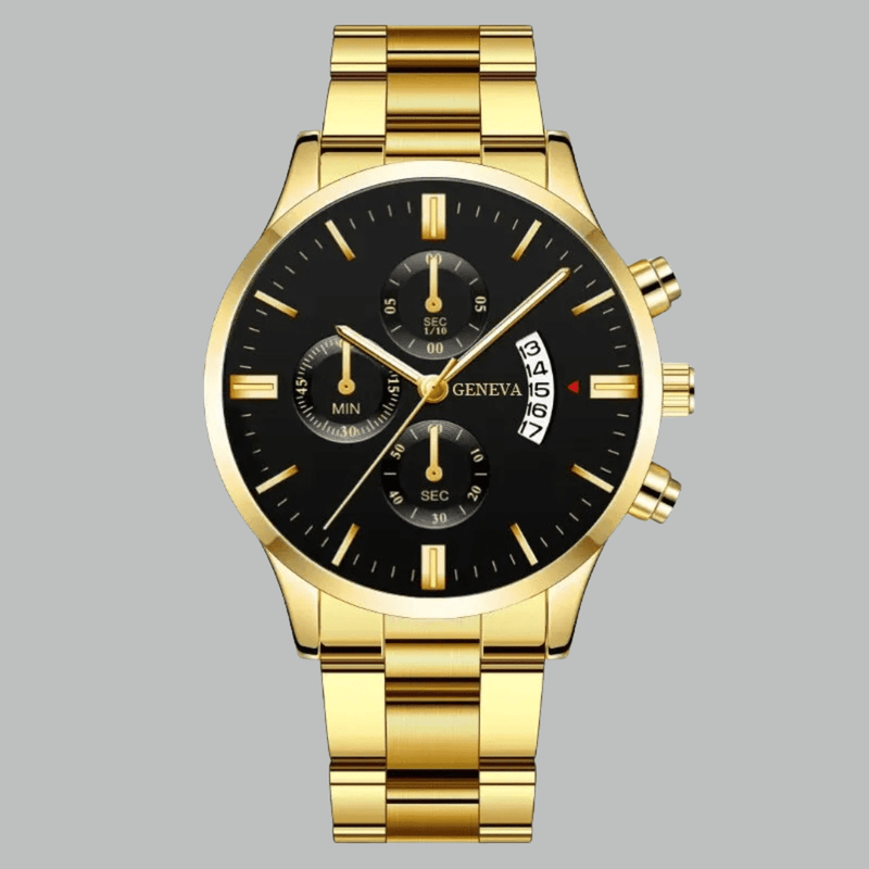 Men&#39;s Stainless Steel Quartz Watch With Calendar And Scratch-Resistant Glass
