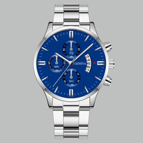 Men&#39;s Stainless Steel Quartz Watch With Calendar And Scratch-Resistant Glass