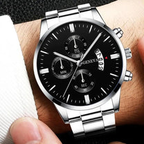 Men&#39;s Stainless Steel Quartz Watch With Calendar And Scratch-Resistant Glass
