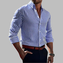 Men&#39;s Striped Button-Down Shirt Tailored Fit Spring Fall Casual Wear