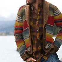 Men&#39;s Striped Knitted Jacket in Yellow - Comfortable Casual Wear