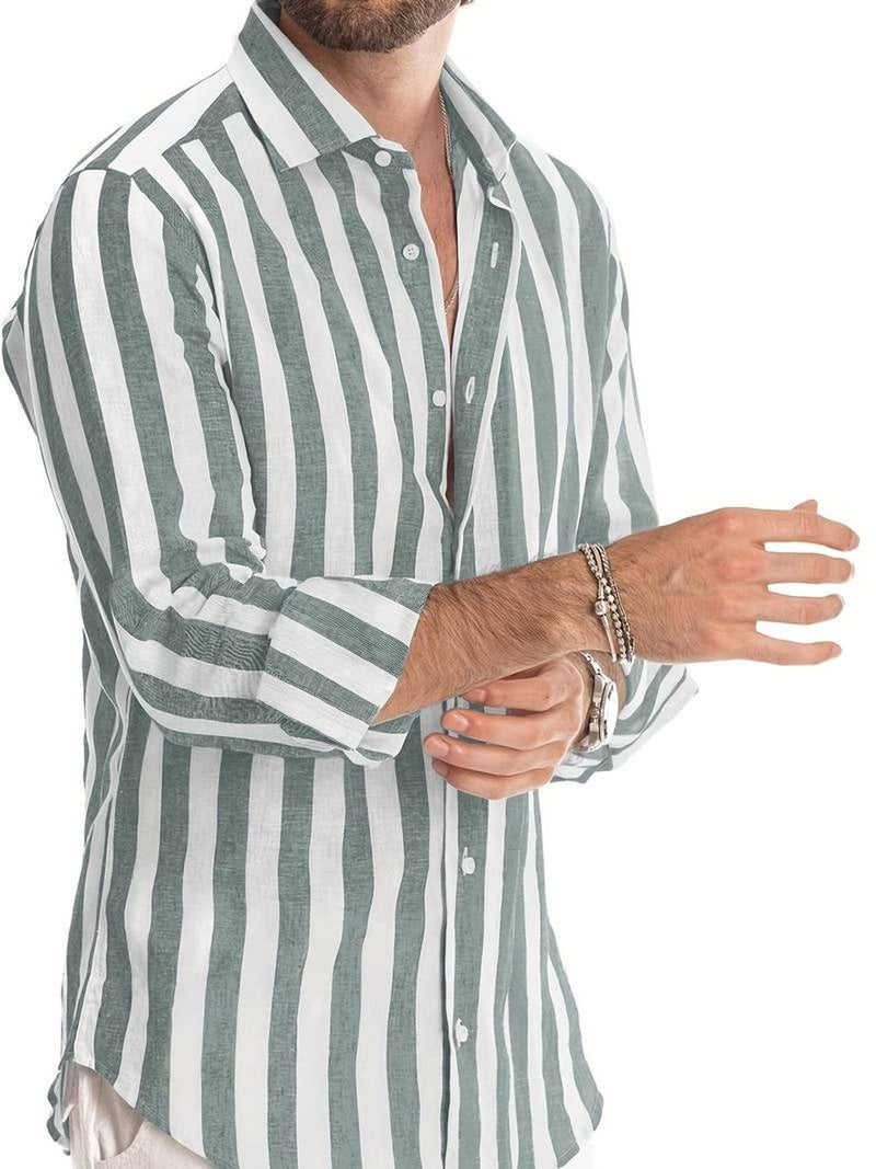 Men&#39;s Striped Long-Sleeve Shirt