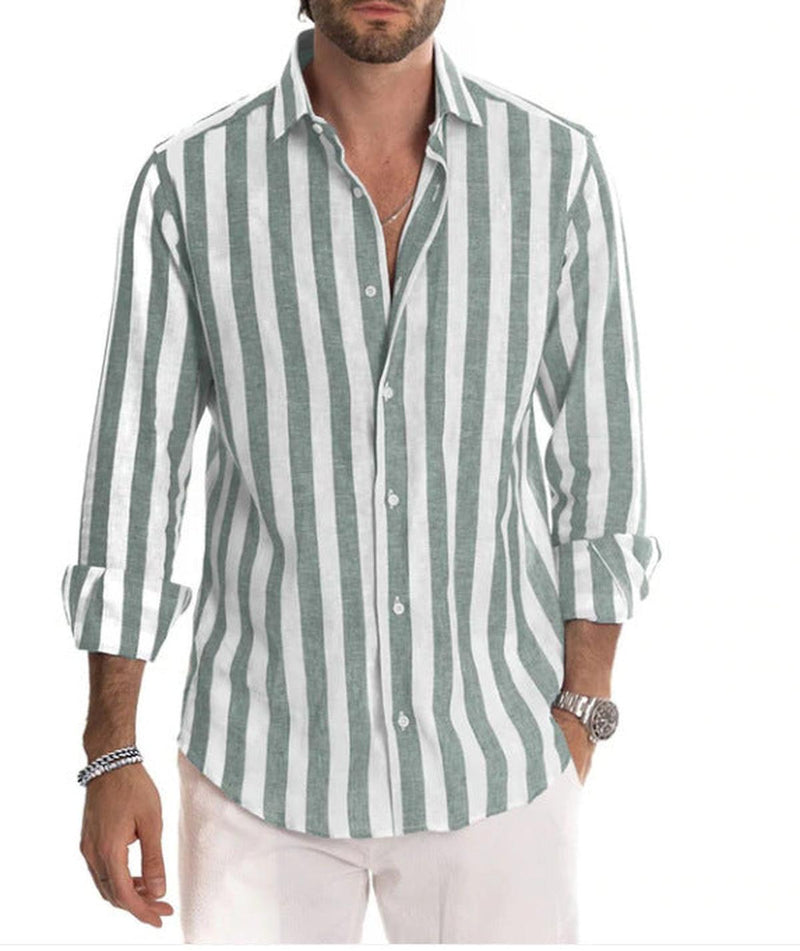 Men&#39;s Striped Long-Sleeve Shirt