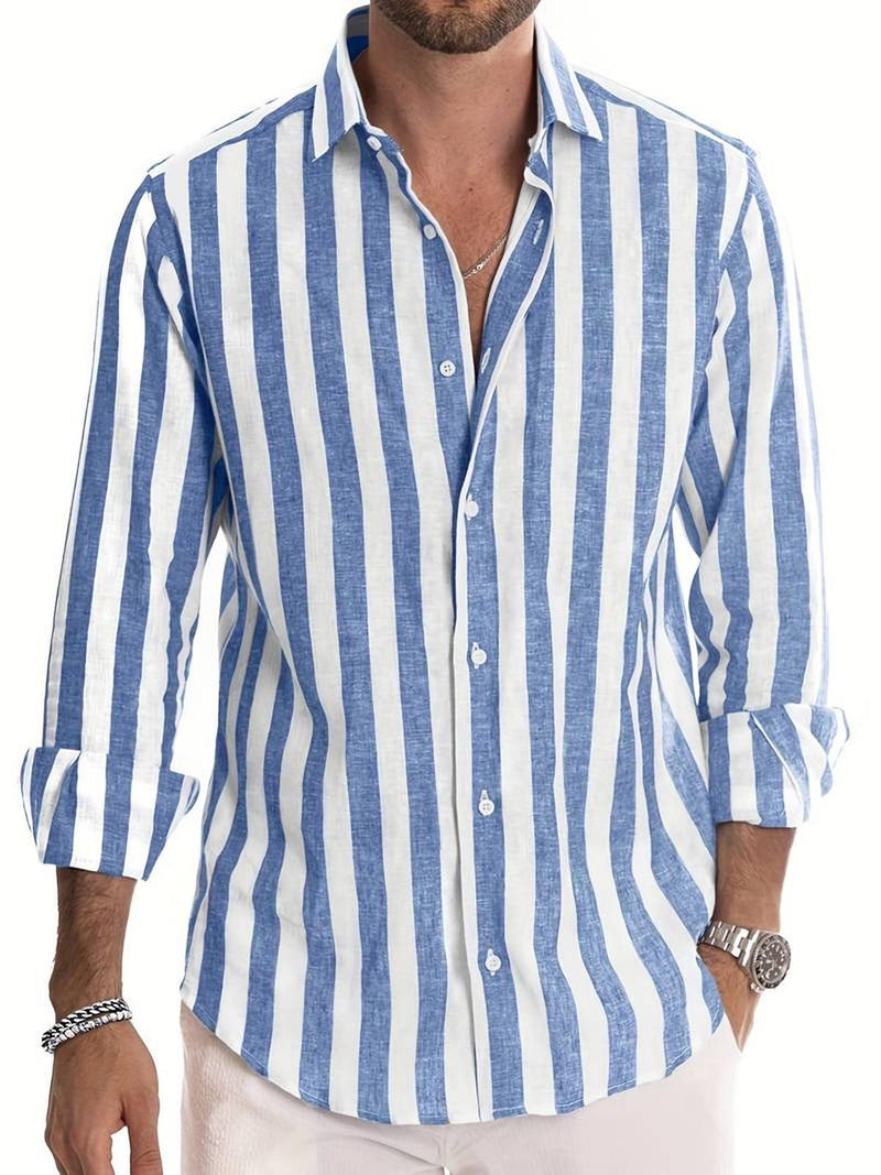 Men&#39;s Striped Long-Sleeve Shirt