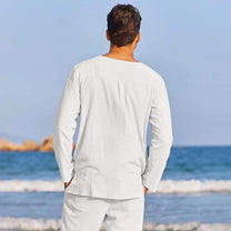 Men&#39;s Summer Linen Set Breathable Wrinkle-Resistant O-Neck