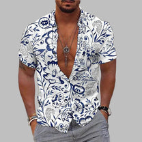 Men&#39;s Summer Print Shirt With Single-Breasted Closure