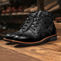 Men&#39;s Synthetic Leather Lace-Up Ankle Boots