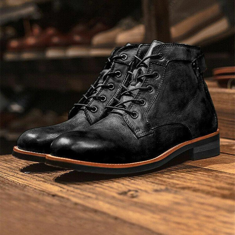 Men&#39;s Synthetic Leather Lace-Up Ankle Boots