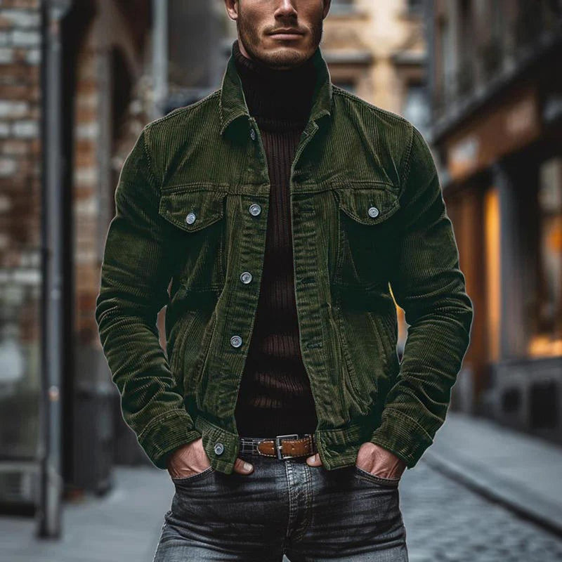 Men&#39;s Tailored Corduroy Jacket With Lapel Collar