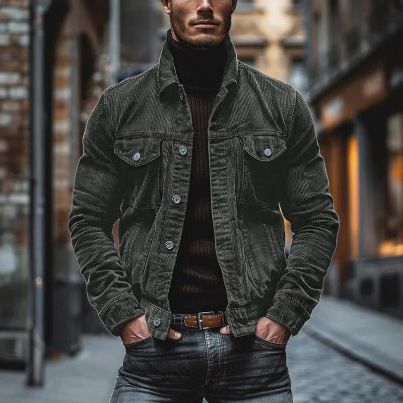 Men&#39;s Tailored Corduroy Jacket With Lapel Collar