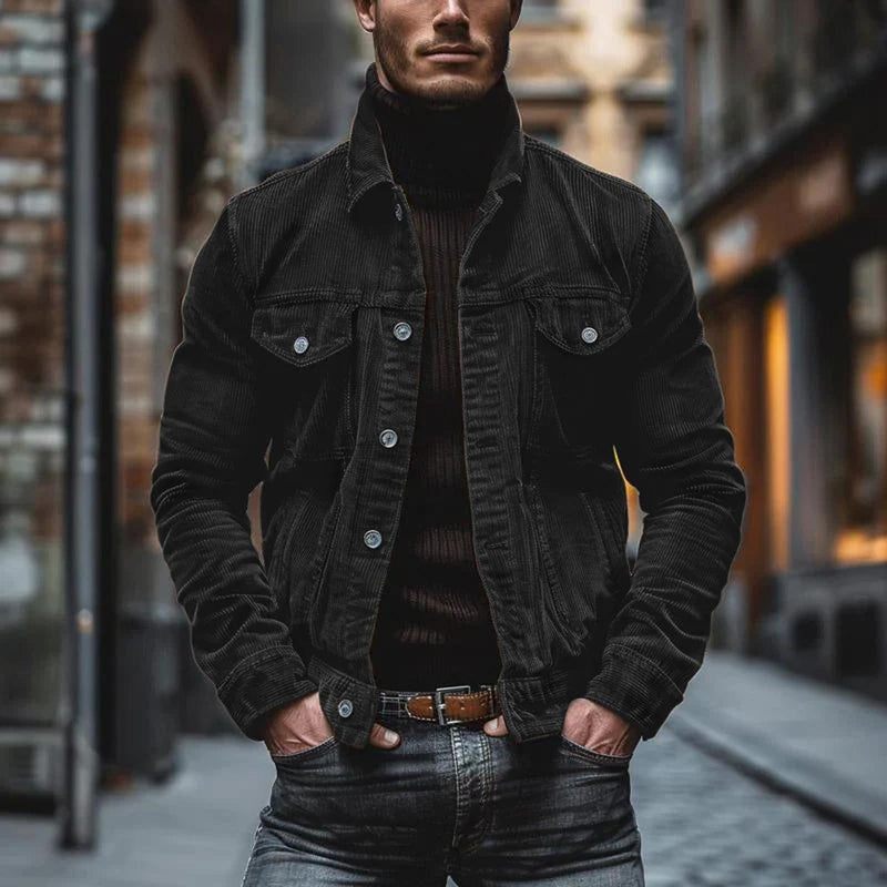 Men&#39;s Tailored Corduroy Jacket With Lapel Collar