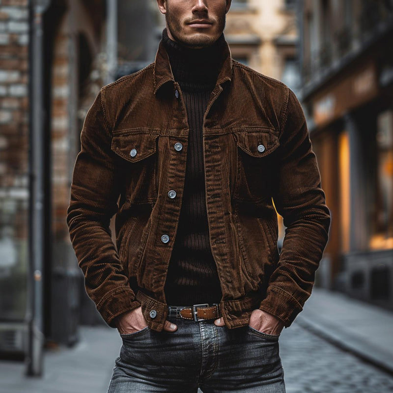 Men&#39;s Tailored Corduroy Jacket With Lapel Collar