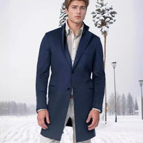 Men&#39;s Tailored Wool Overcoat With Single-Breasted Design