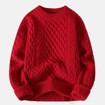 Men&#39;s Thick Knitted Winter Sweater with O-Neck and Relaxed Fit