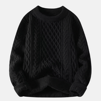 Men&#39;s Thick Knitted Winter Sweater with O-Neck and Relaxed Fit