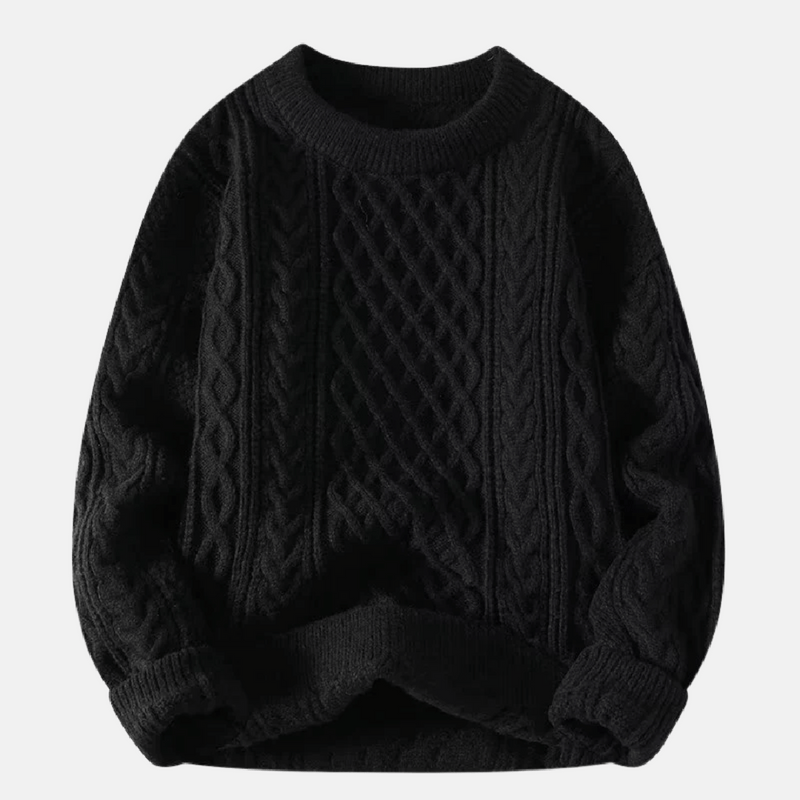Men&#39;s Thick Knitted Winter Sweater with O-Neck and Relaxed Fit