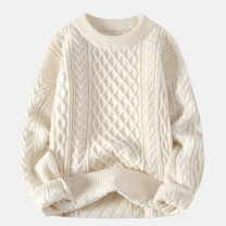 Men&#39;s Thick Knitted Winter Sweater with O-Neck and Relaxed Fit
