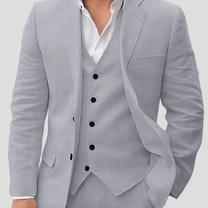 Men&#39;s Three-Piece Linen Suit Set: Blazer, Waistcoat, and Trousers