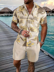 Men&#39;s Tropical Floral Print Button-Up Shirt