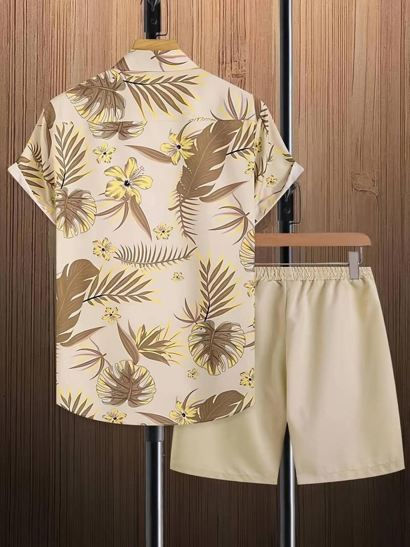 Men&#39;s Tropical Floral Print Button-Up Shirt