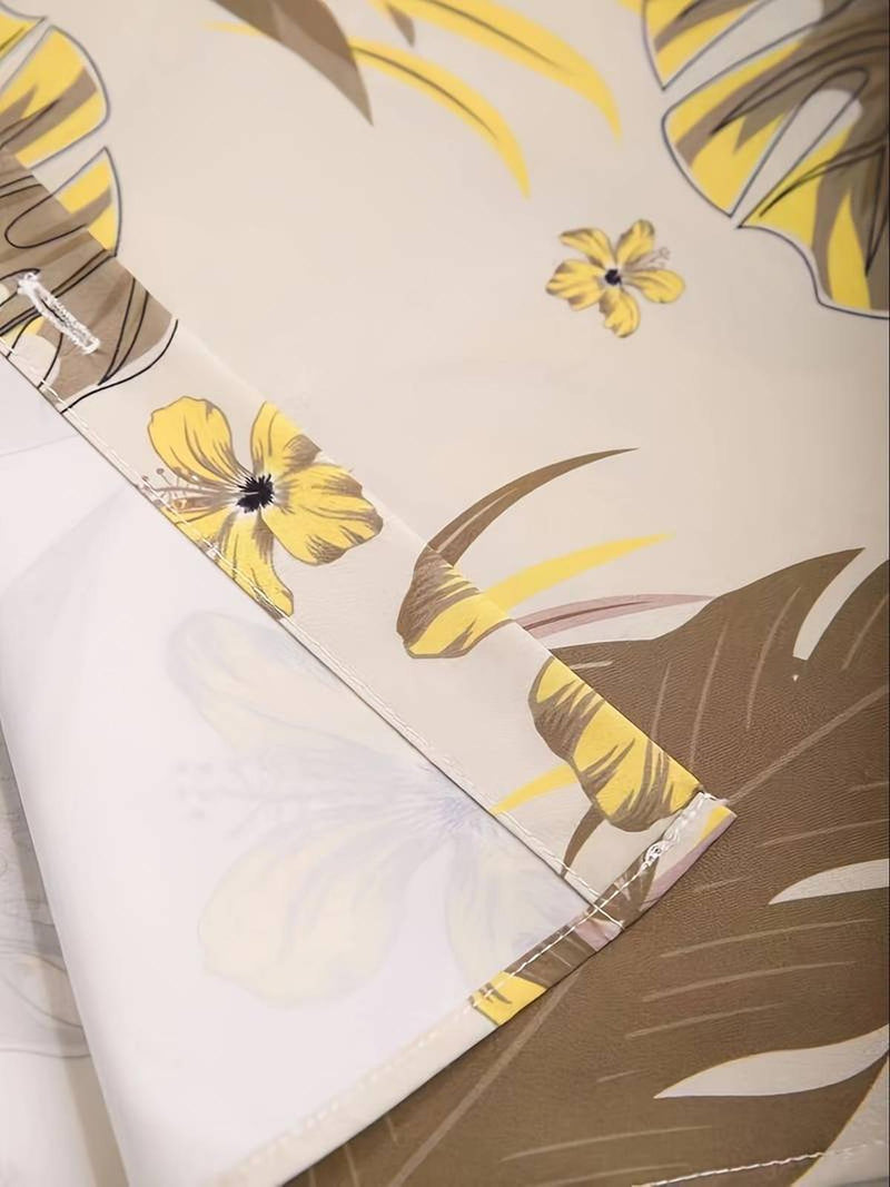 Men&#39;s Tropical Floral Print Button-Up Shirt