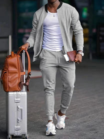 Men&#39;s Two-Piece Zip Jacket and Pants Set