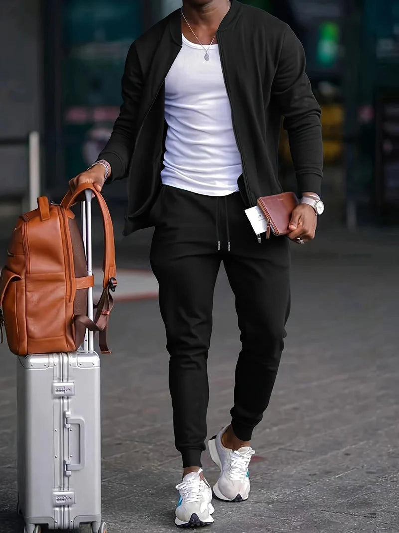 Men&#39;s Two-Piece Zip Jacket and Pants Set