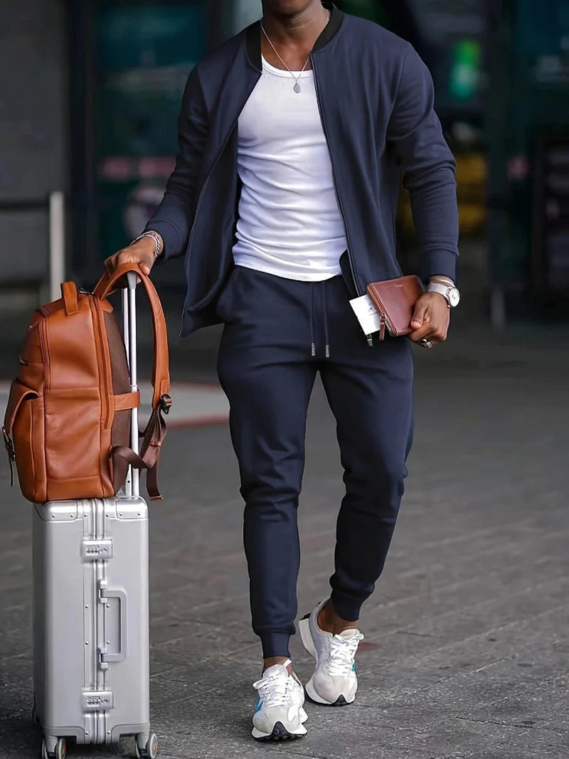 Men&#39;s Two-Piece Zip Jacket and Pants Set