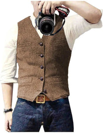 Men&#39;s V-Neck Suit Vest Adjustable Back Formal Wear