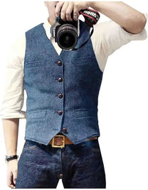 Men&#39;s V-Neck Suit Vest Adjustable Back Formal Wear
