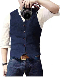 Men&#39;s V-Neck Suit Vest Adjustable Back Formal Wear