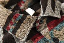 Men&#39;s Vintage Wool Flannel Shirt Retro Print Full Sleeve