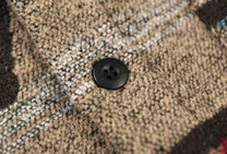 Men&#39;s Vintage Wool Flannel Shirt Retro Print Full Sleeve