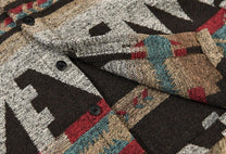Men&#39;s Vintage Wool Flannel Shirt Retro Print Full Sleeve