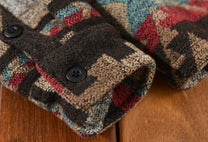 Men&#39;s Vintage Wool Flannel Shirt Retro Print Full Sleeve
