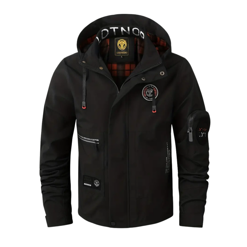 Men&#39;s Waterproof Outdoor Jacket With Hood And Checked Lining